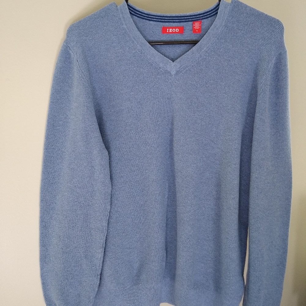 IZOD Mens Blue V-Neck Sweater